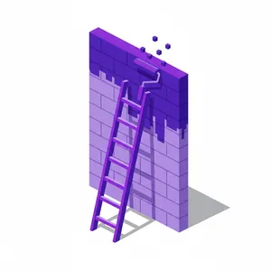 Painted Brick Wall With Ladder