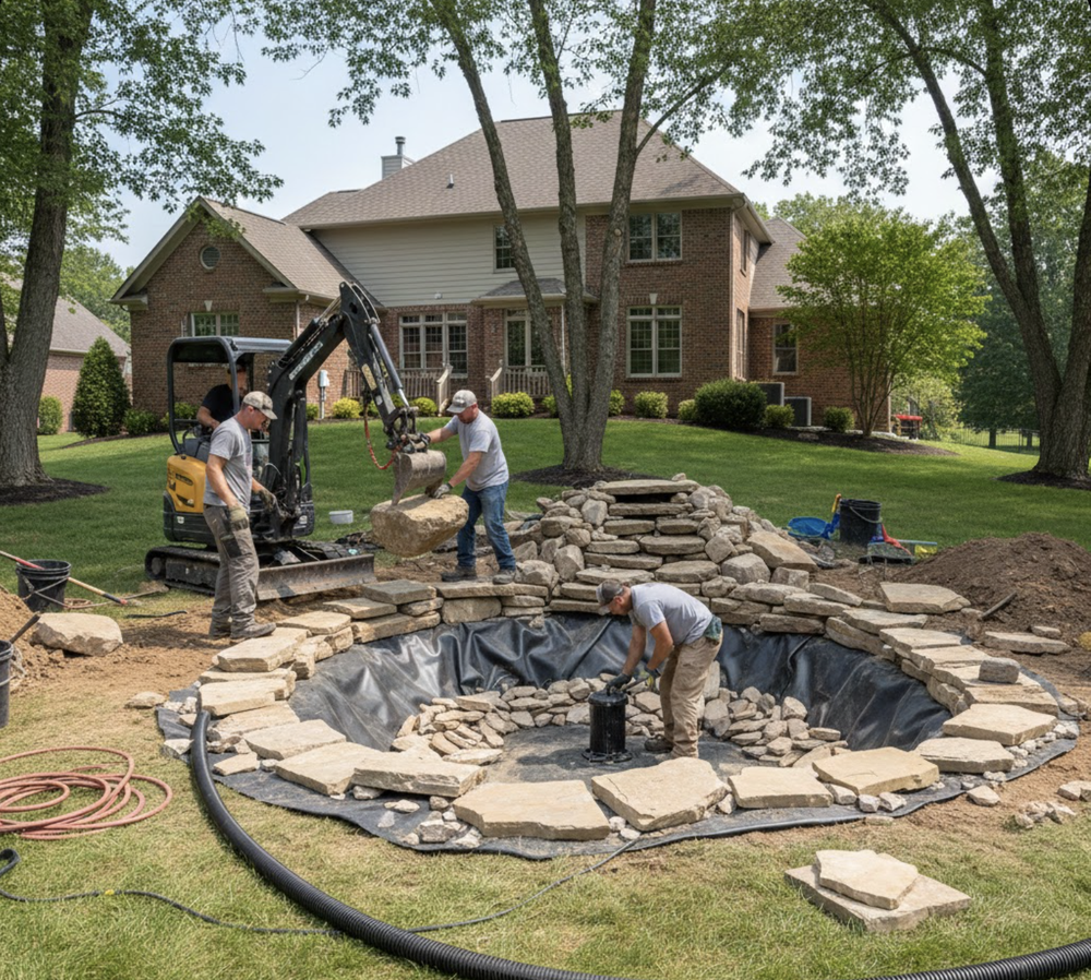 Residential Pond Water Feature Installation