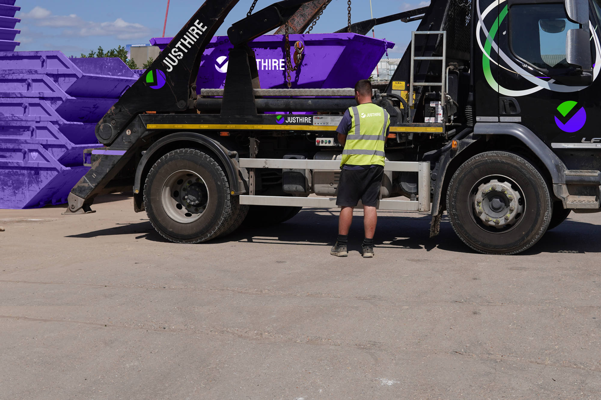 Justhire Skip Lorry With Justhire Skip