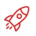 Eine Rakete ist als rotes Icon dargestellt.