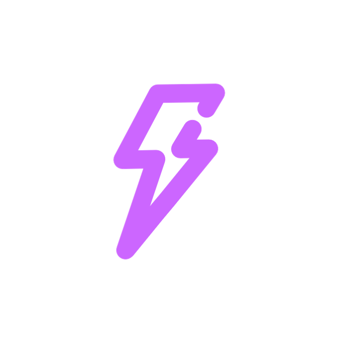 A stylised purple lightning bolt icon on a black background.