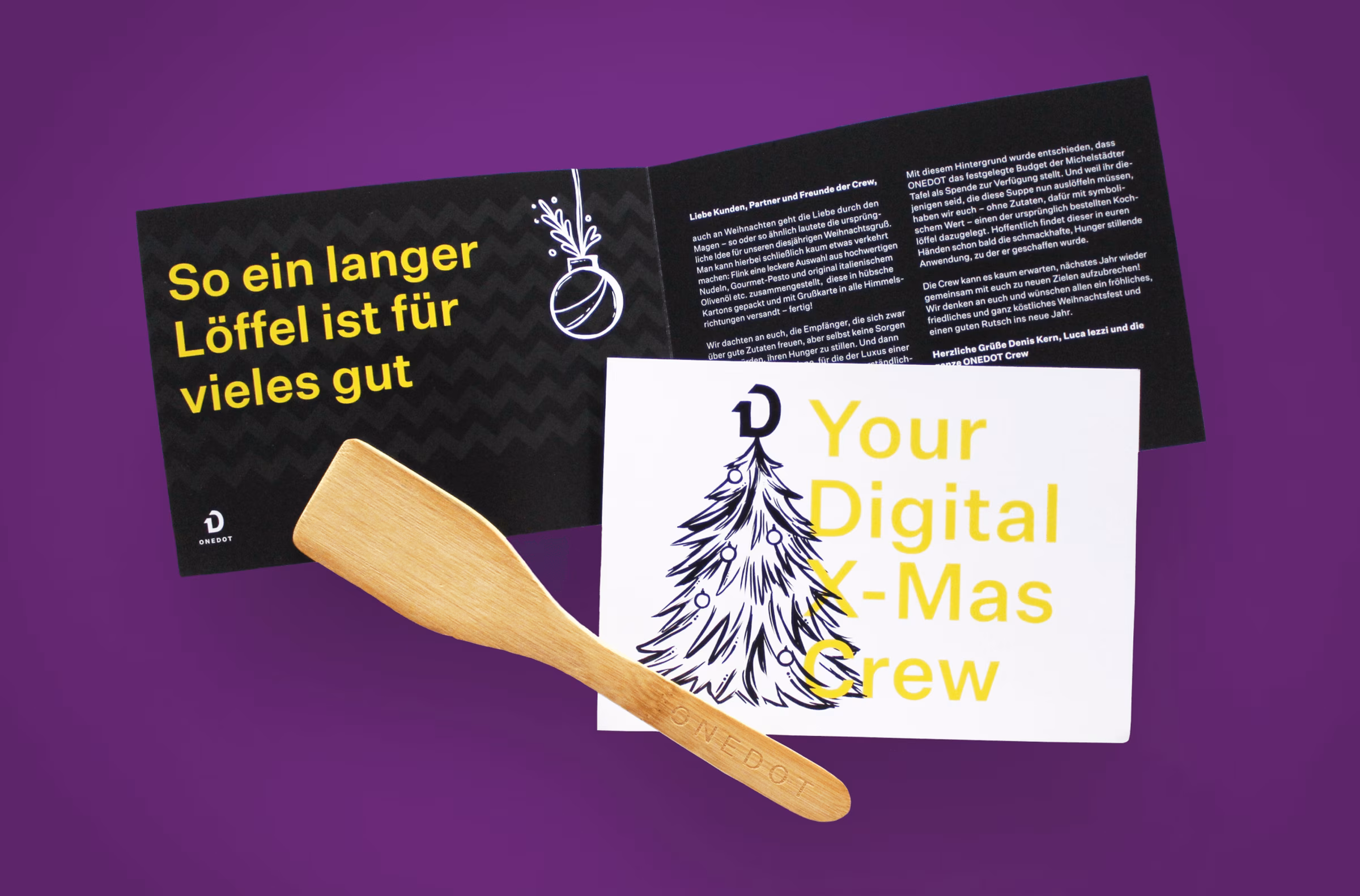 aktion weihnachten 2022 holz kochloeffel karte lila hintergrund