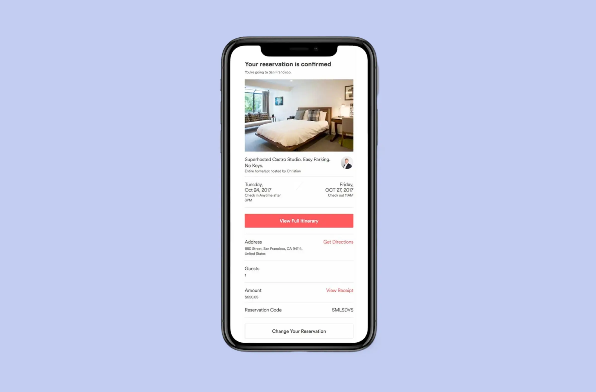 Airbnb Screenshot Buchungsbestätigung