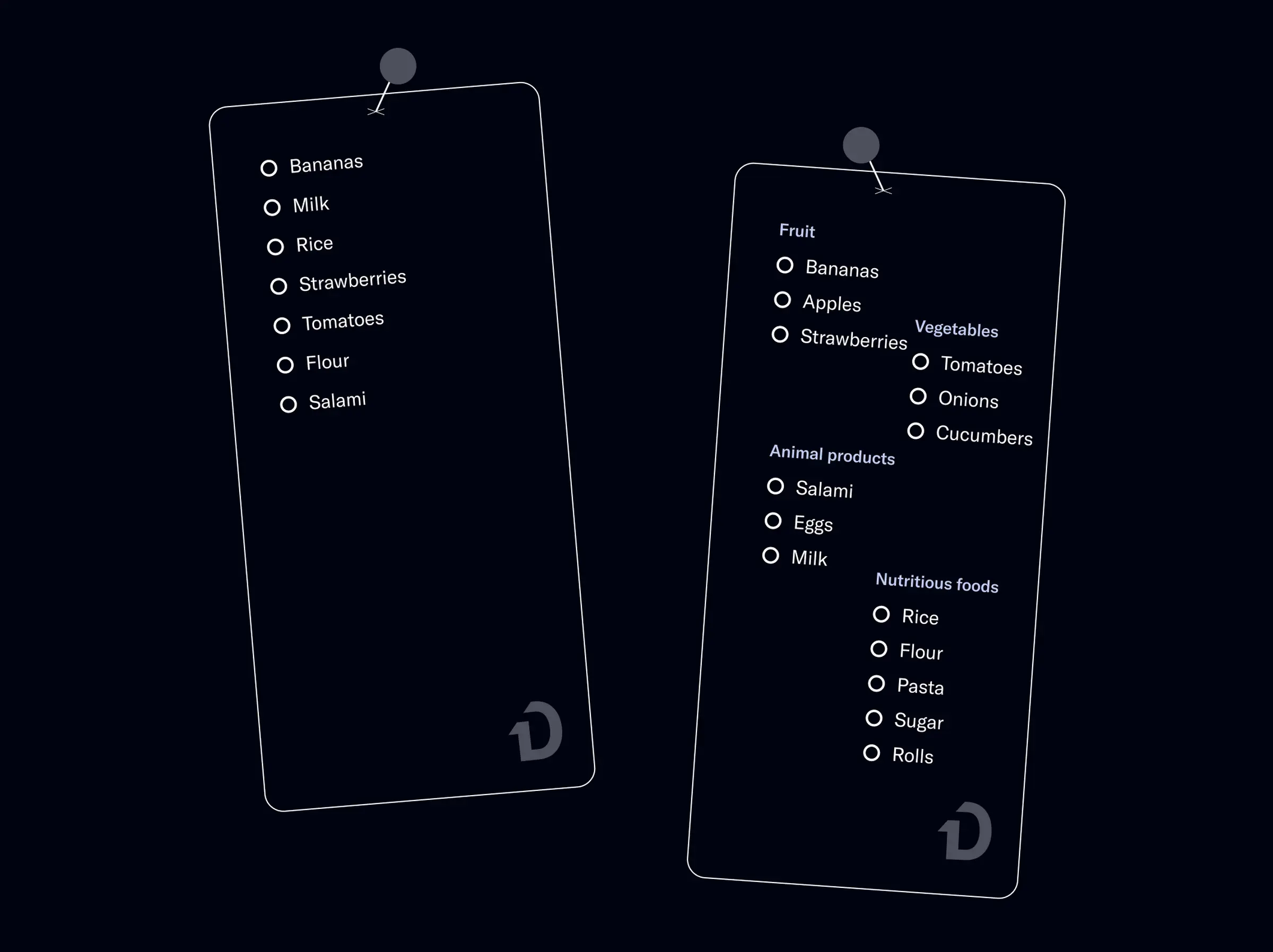too much information grocery list categorized
