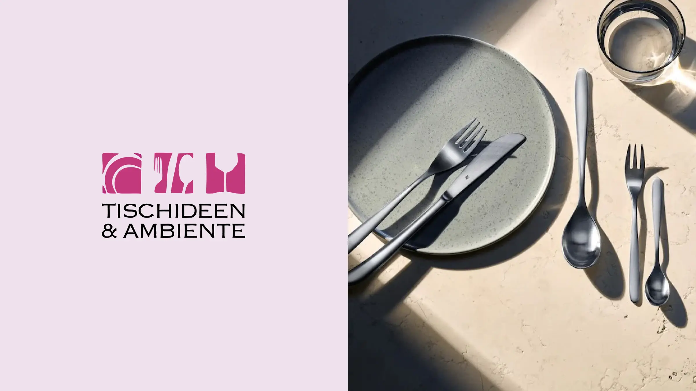 Logo und Geschirr auf Steinplatte