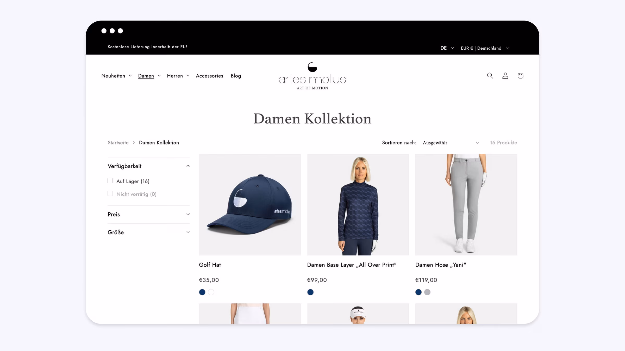 Vorschau der neuen Arte Motus Kategorieseite