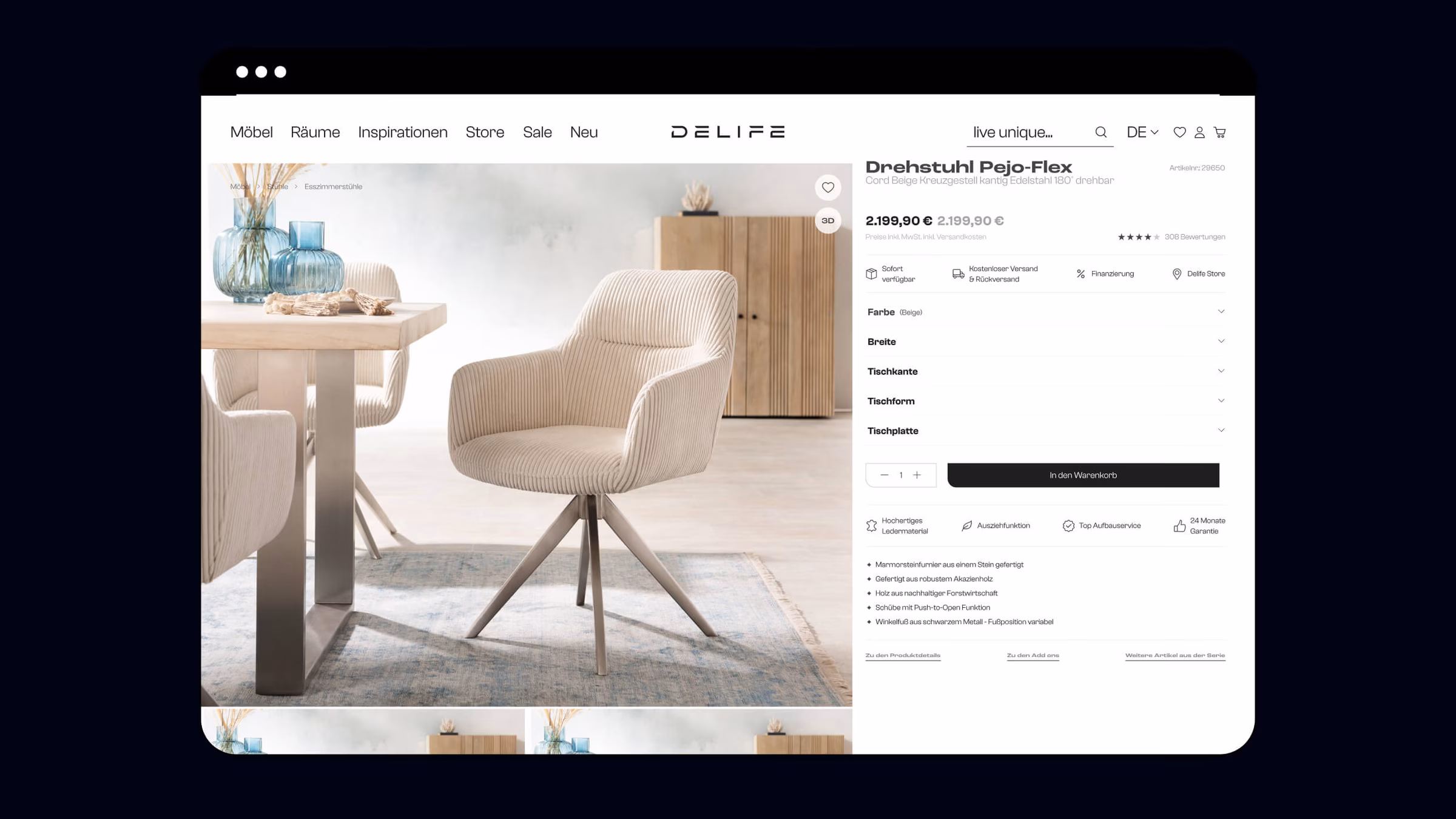 Vorschau der neuen Delife Produktseite