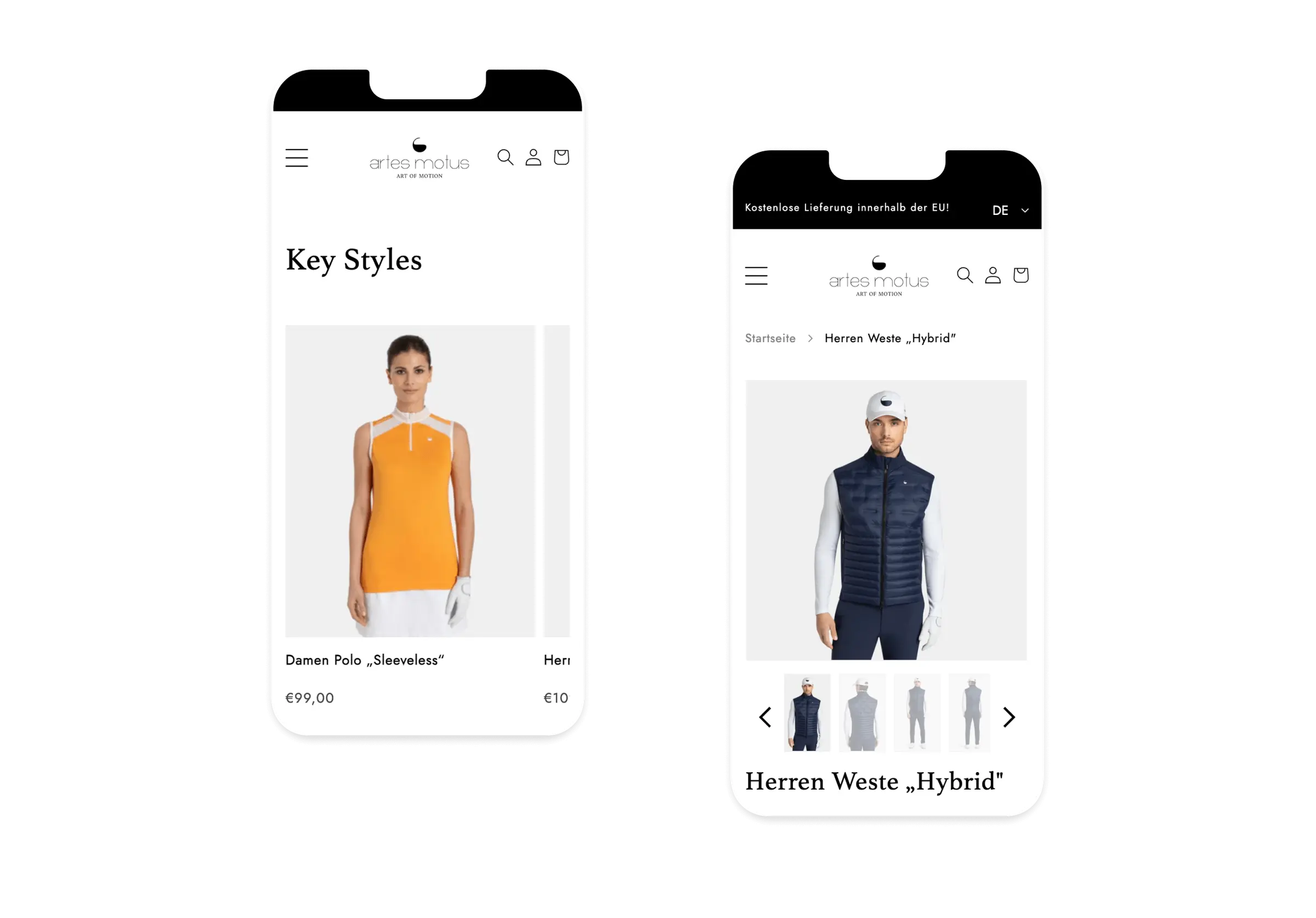 Produktseiten Artes Motus Shopify