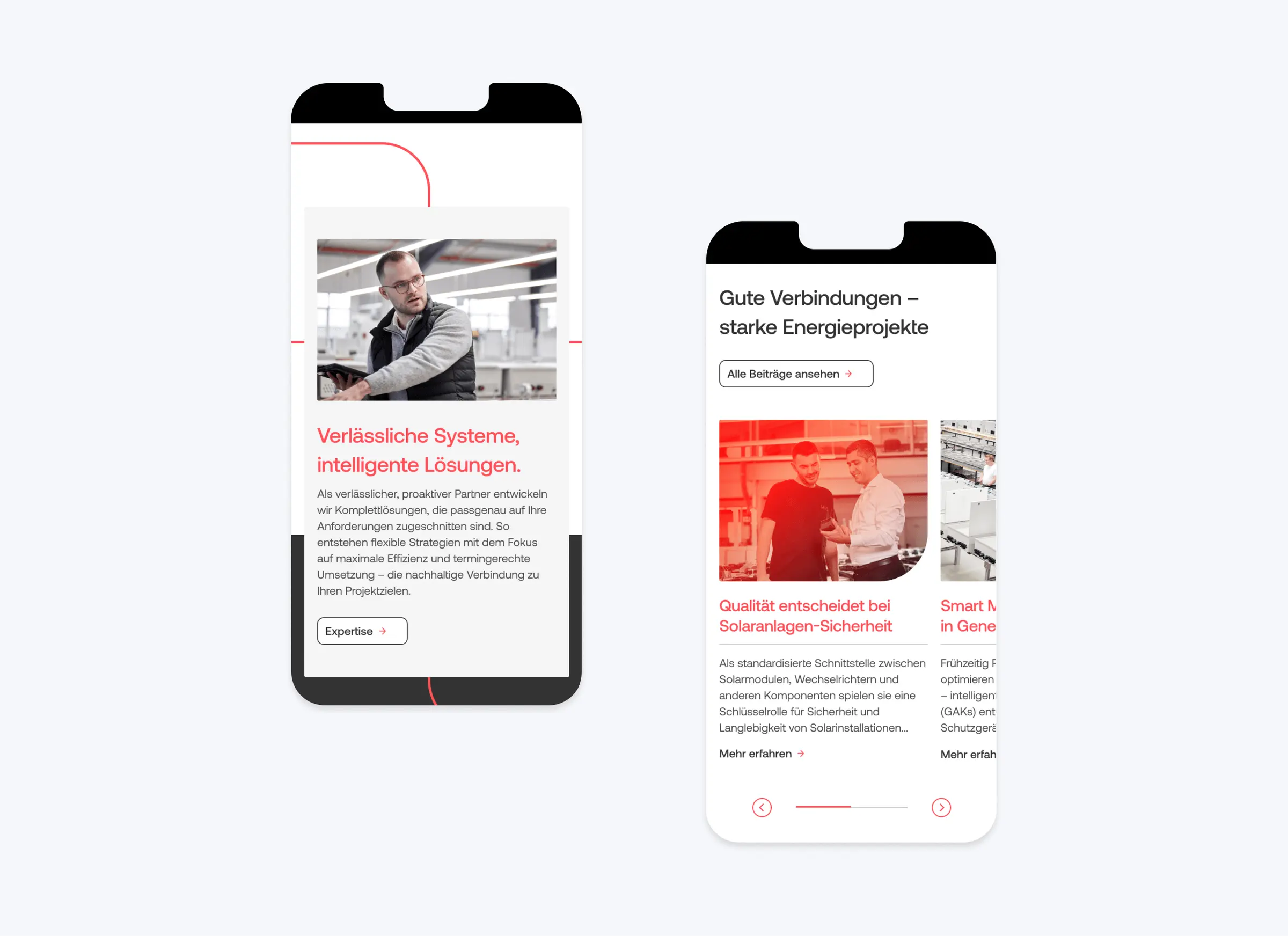 Expertise mit Mitarbeiter und Insights der HIS Website – Mobile UI-Design