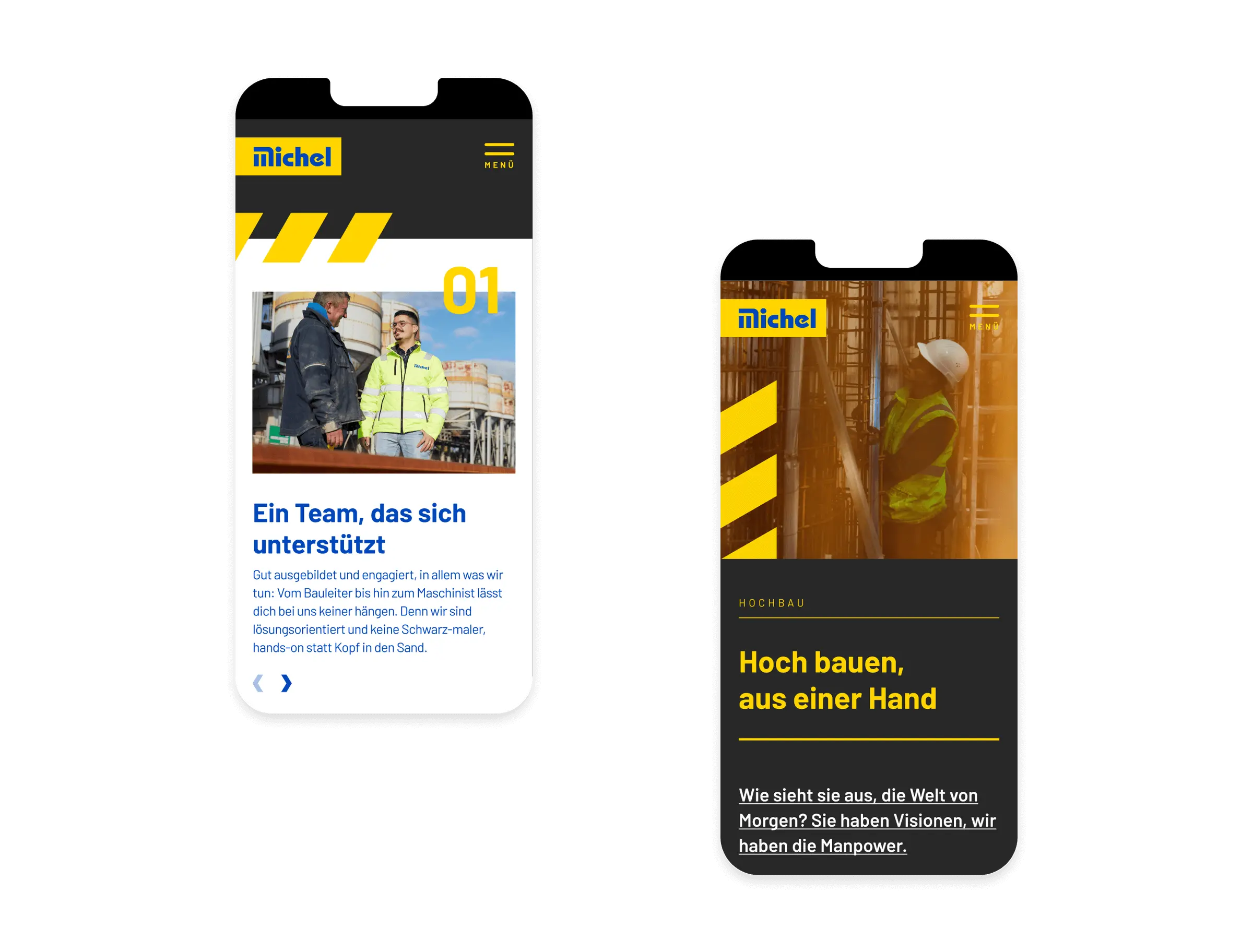 Mockup Michel Bau Screendesign Smartphone Hochbau