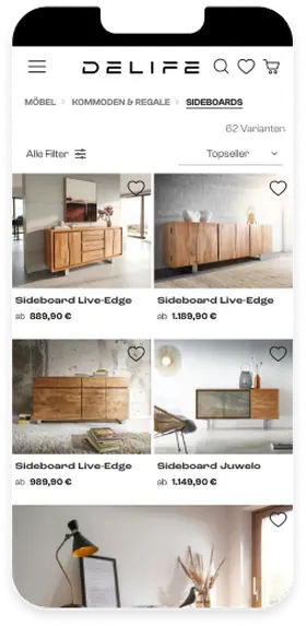 Mobile Mockup Delife Kategorie