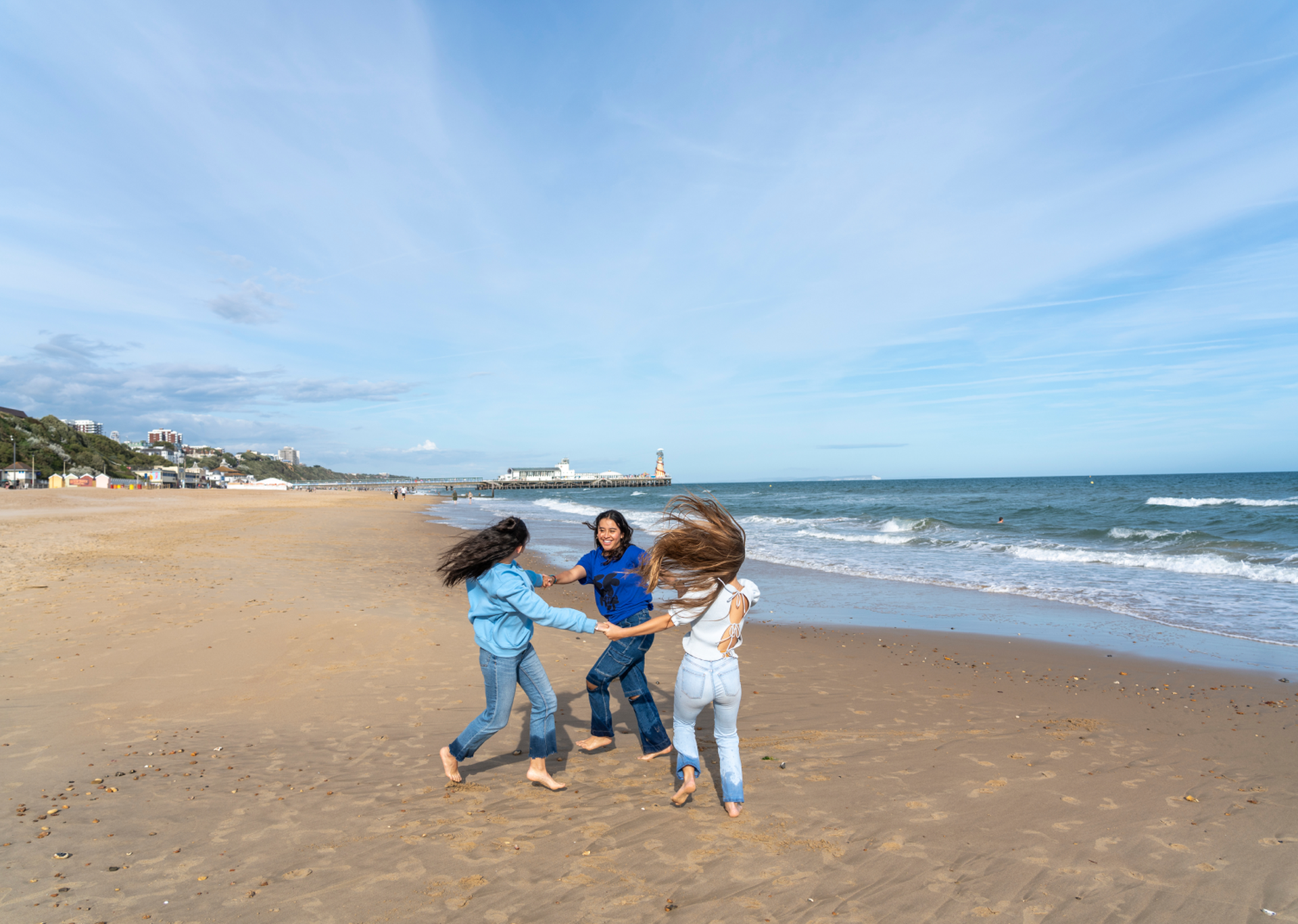 Students enjoying at beach