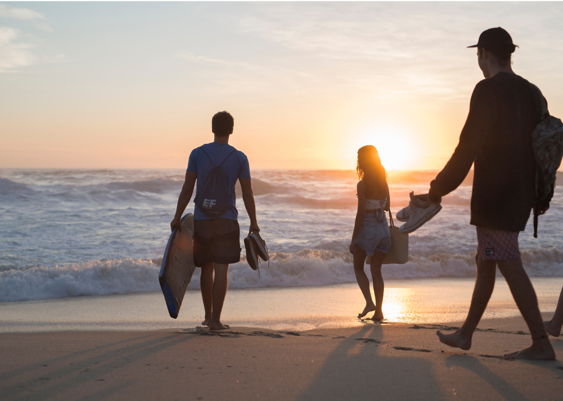 Students Walking In Beach