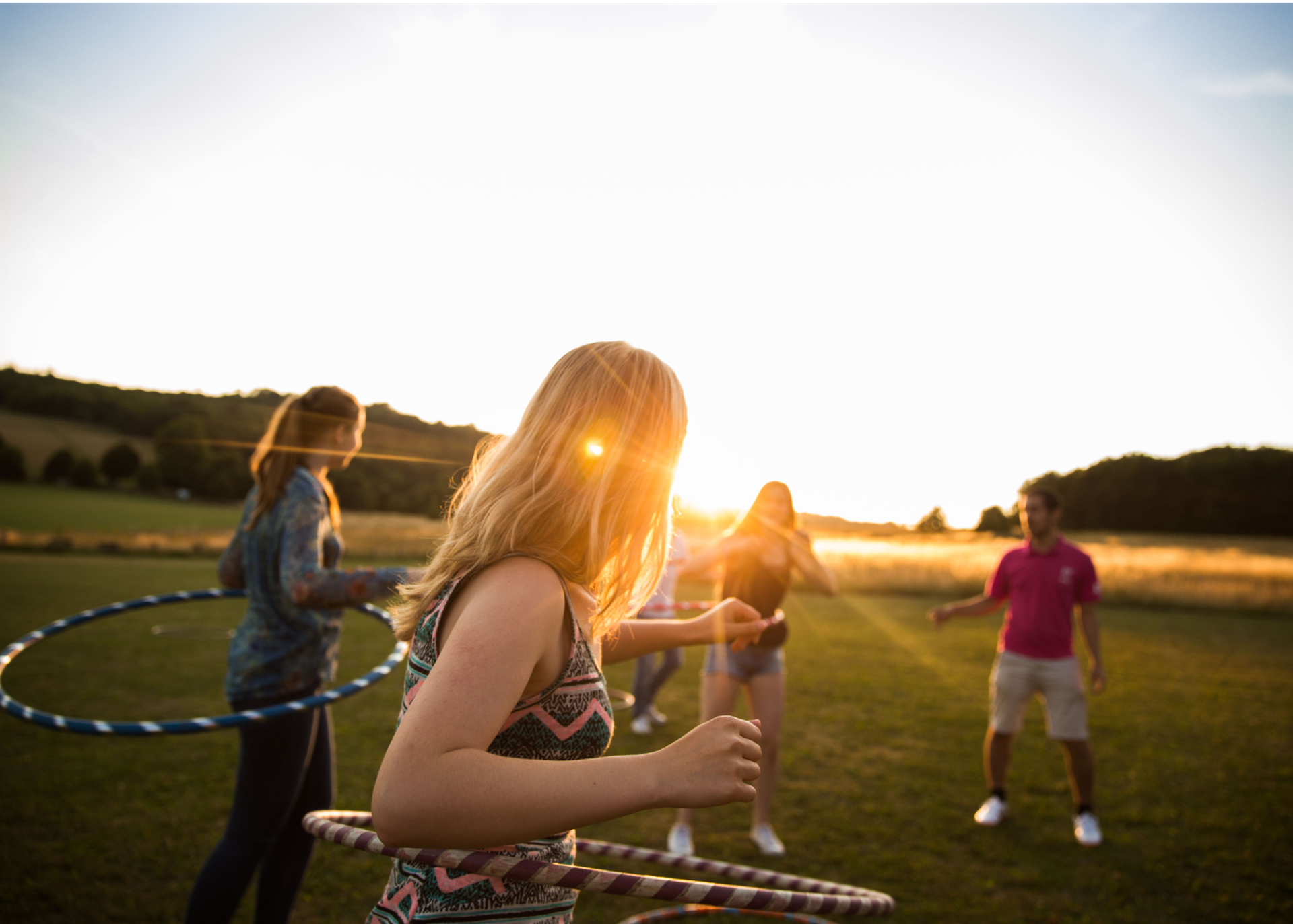 Students Playing Hula Hoops