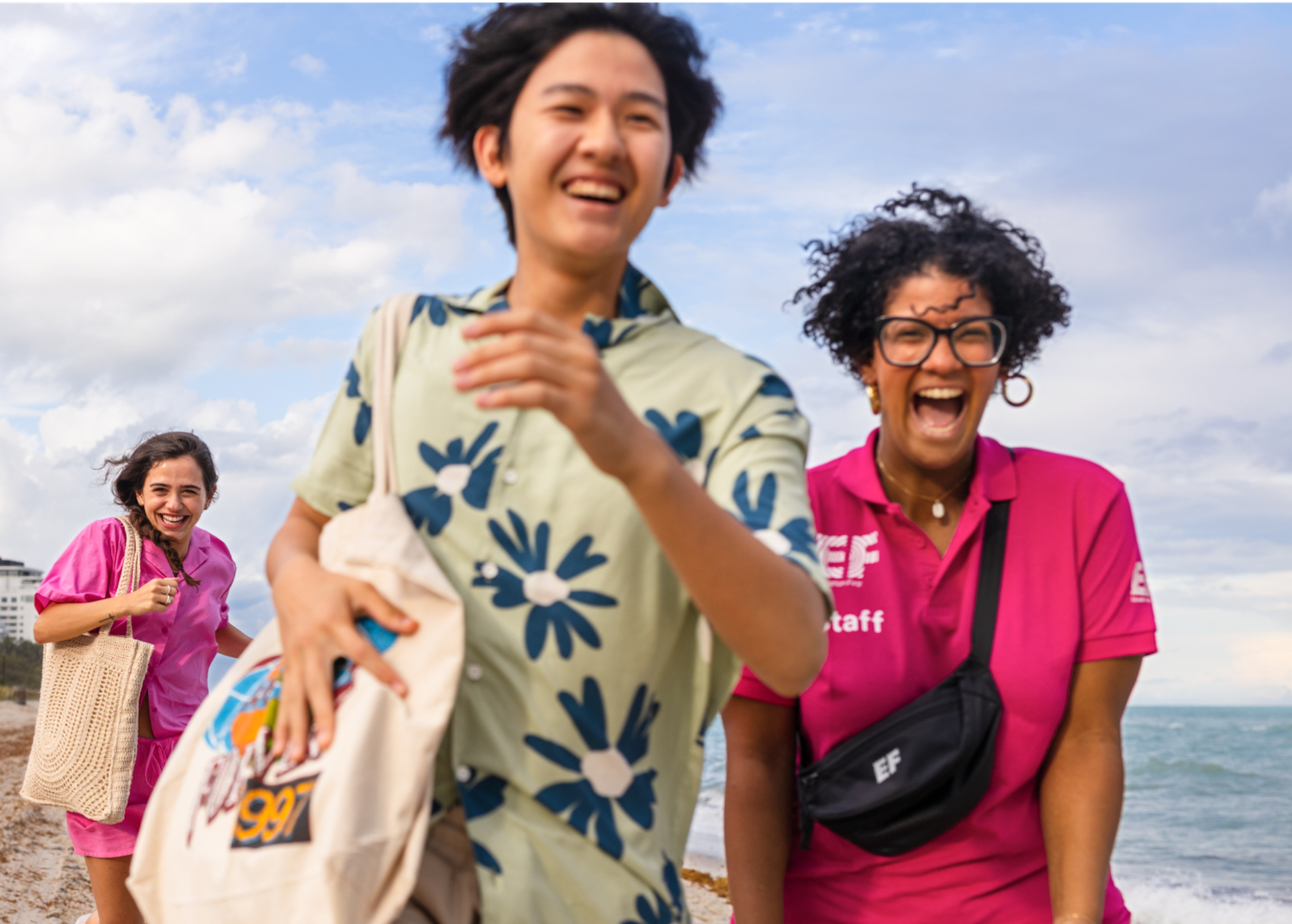 Happy Students At Beach