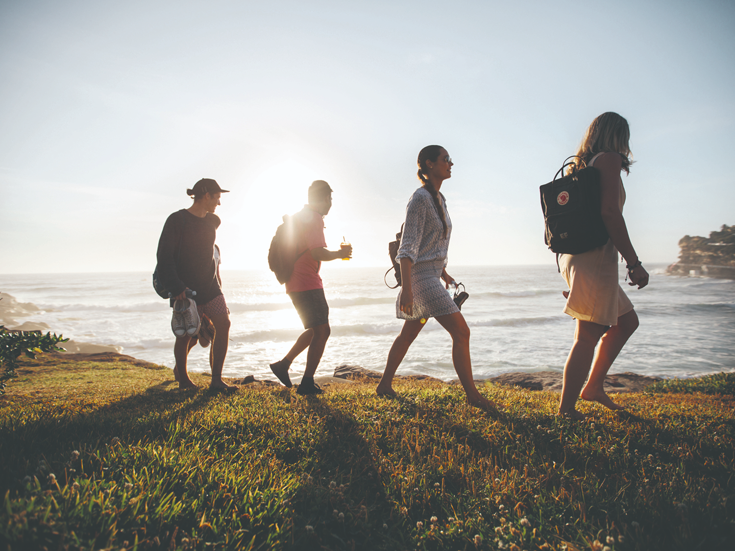 Students Walking Beachside