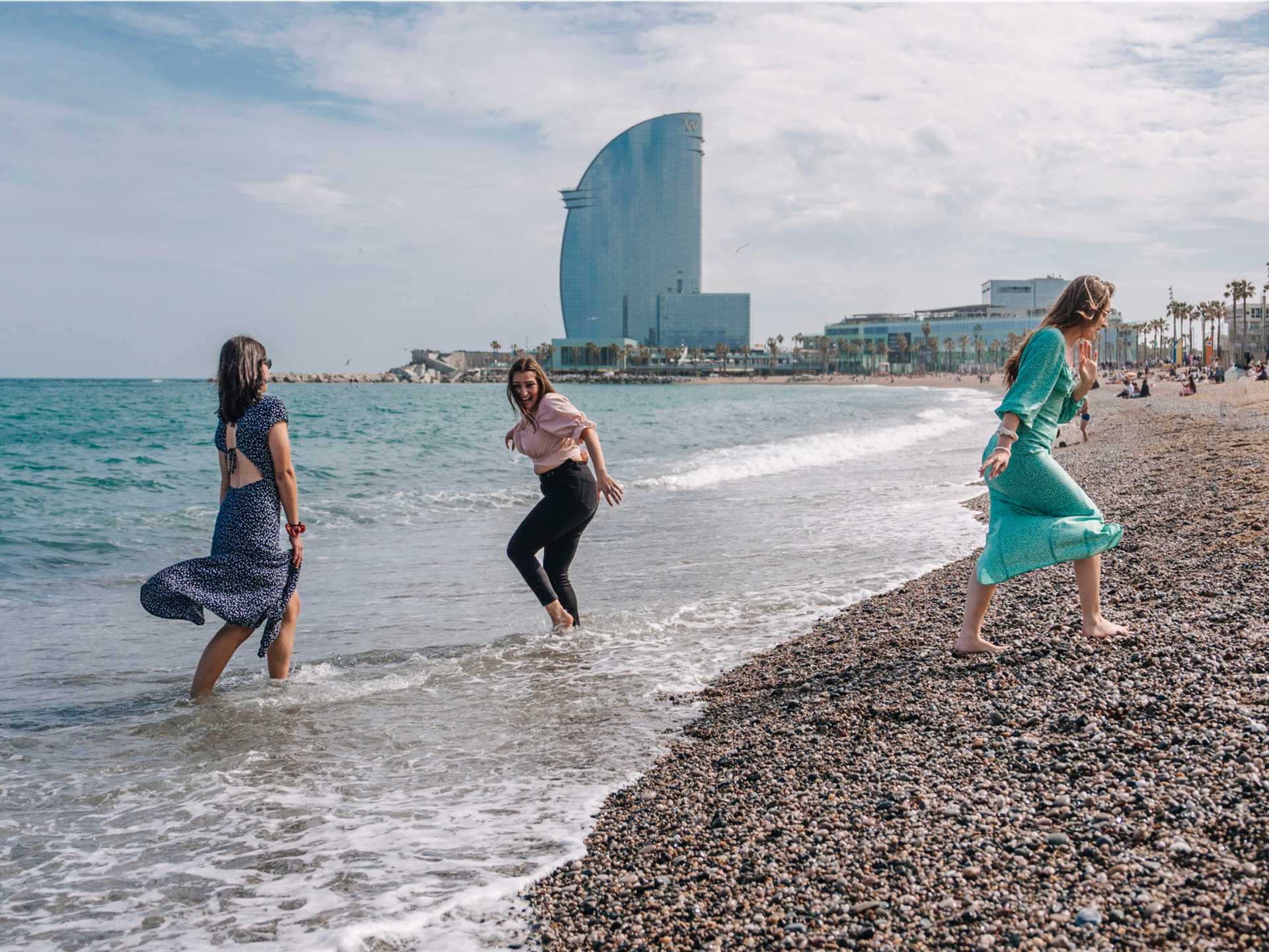 Students Playing in Beach