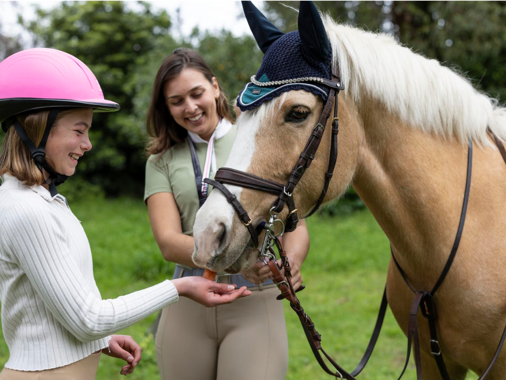 Student Feeding Horse