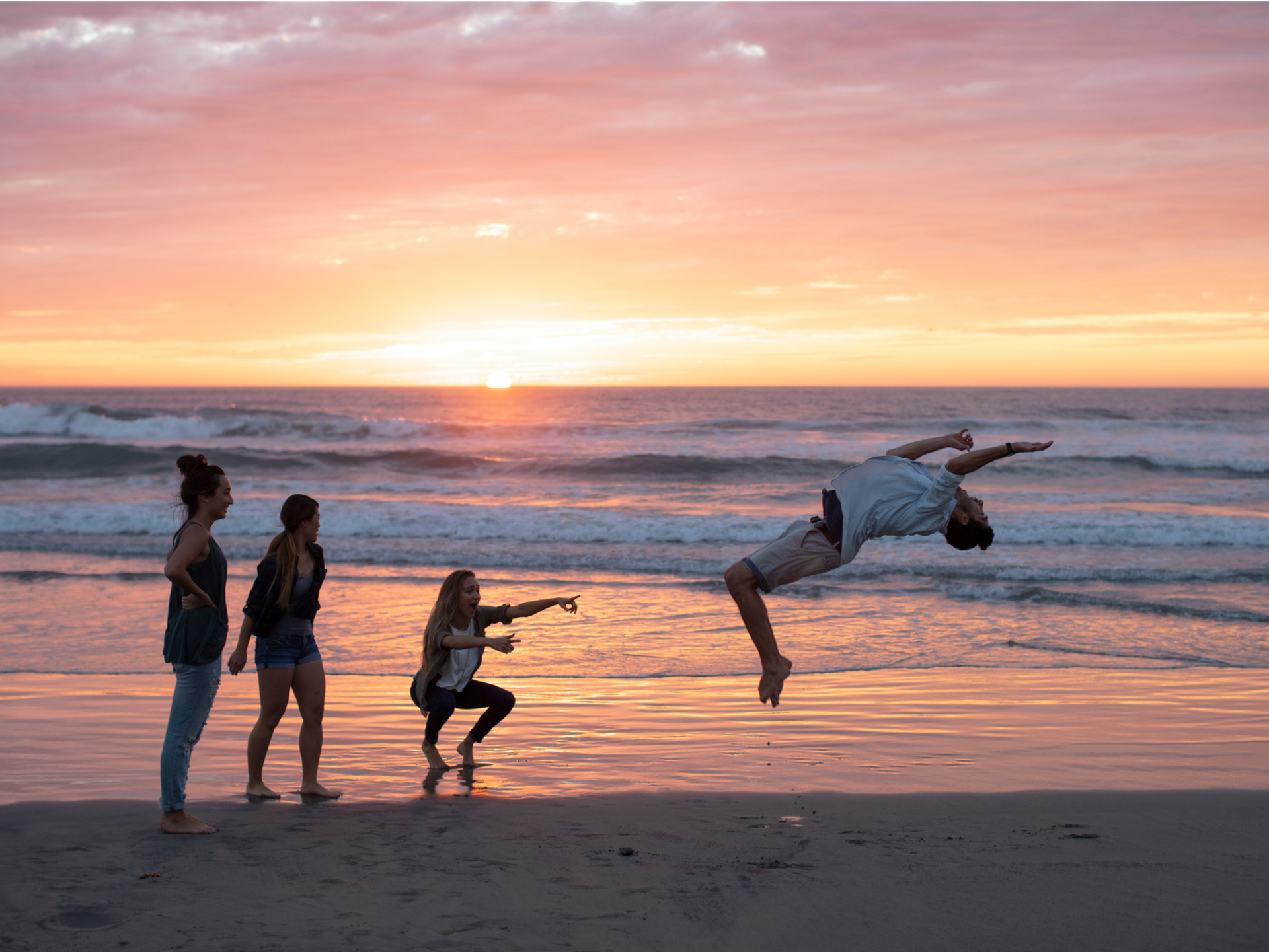 Students At Beach