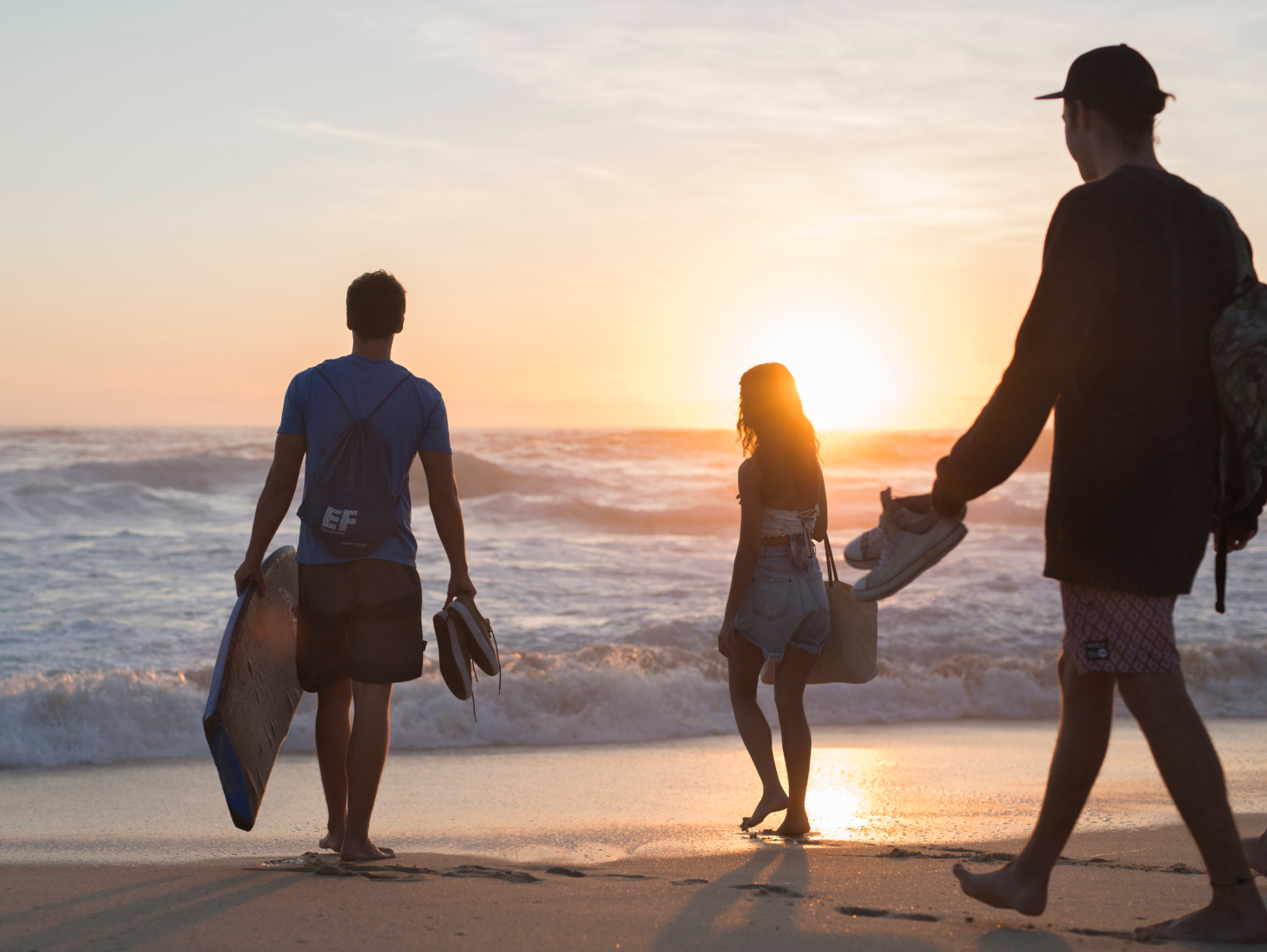 students at the beach
