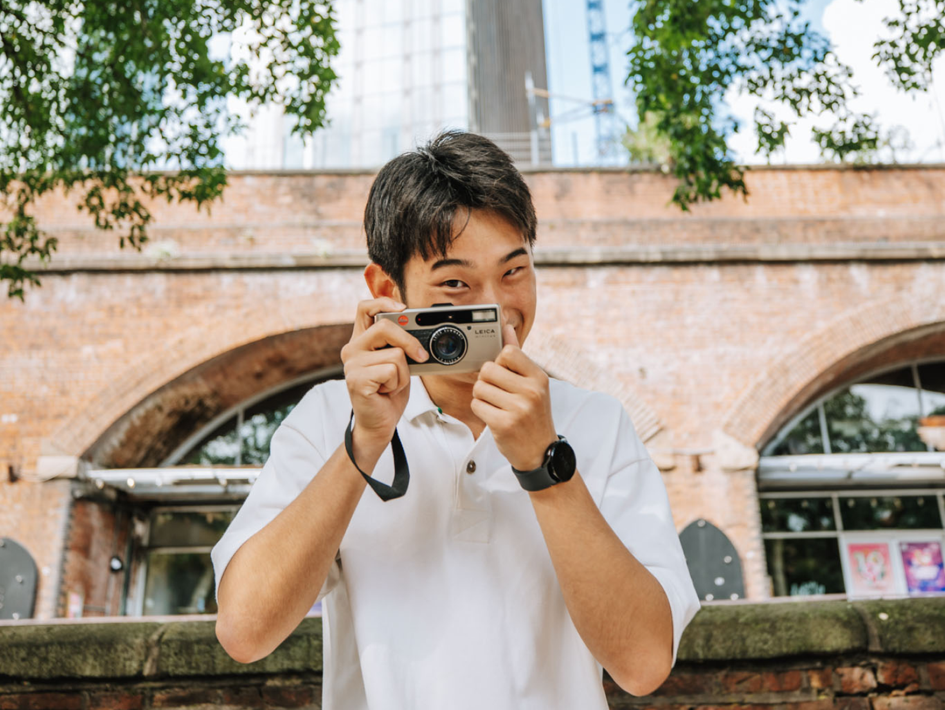 student taking a picture