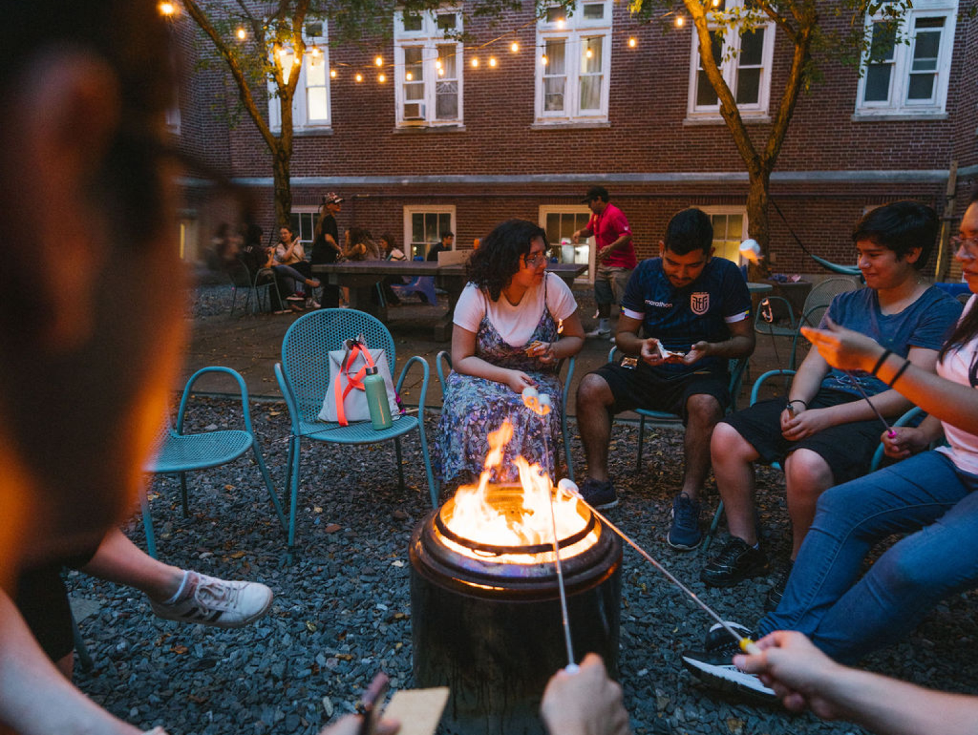 Students Enjoying Bonfire