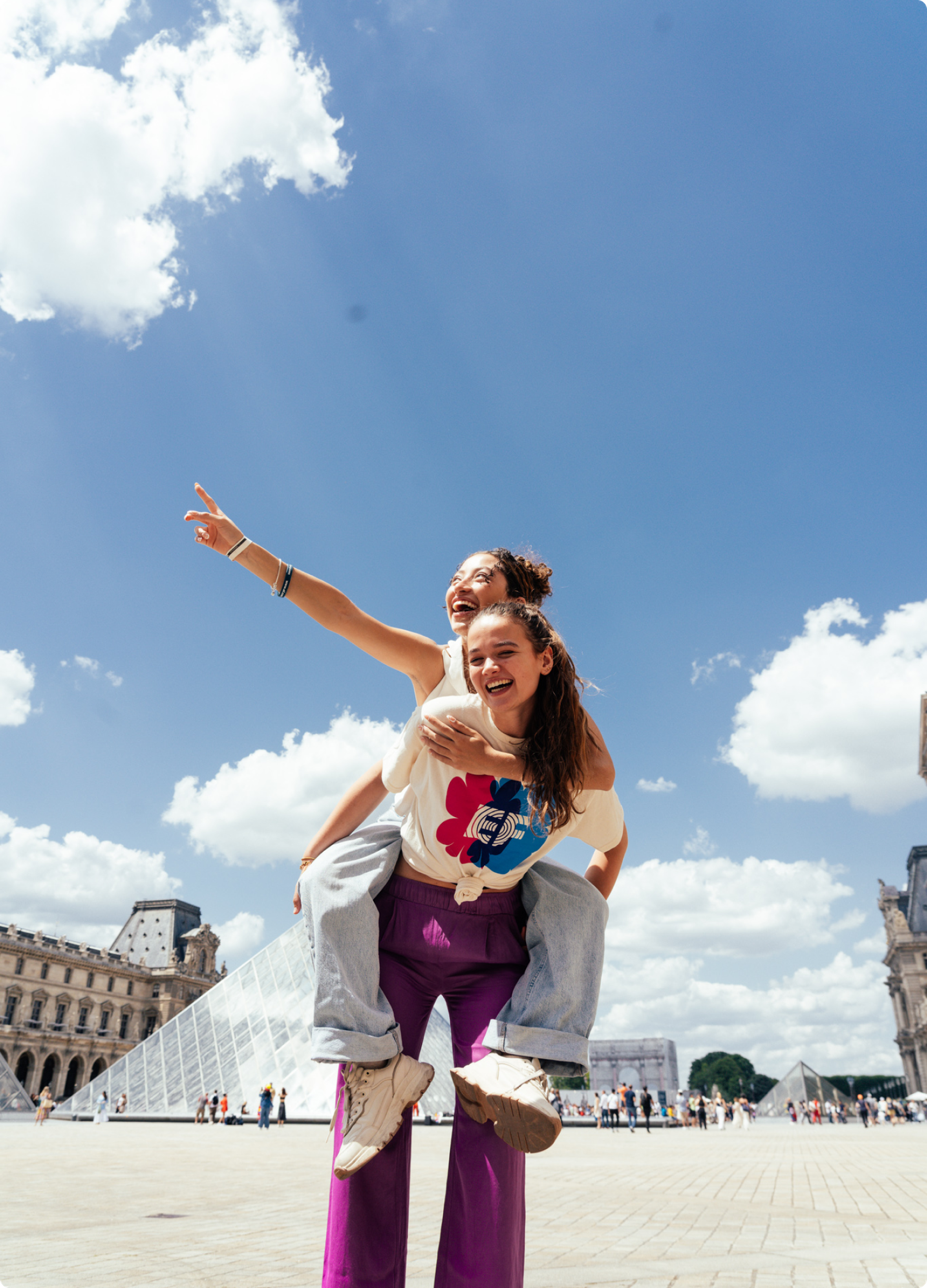 Students Near Louvre Museum