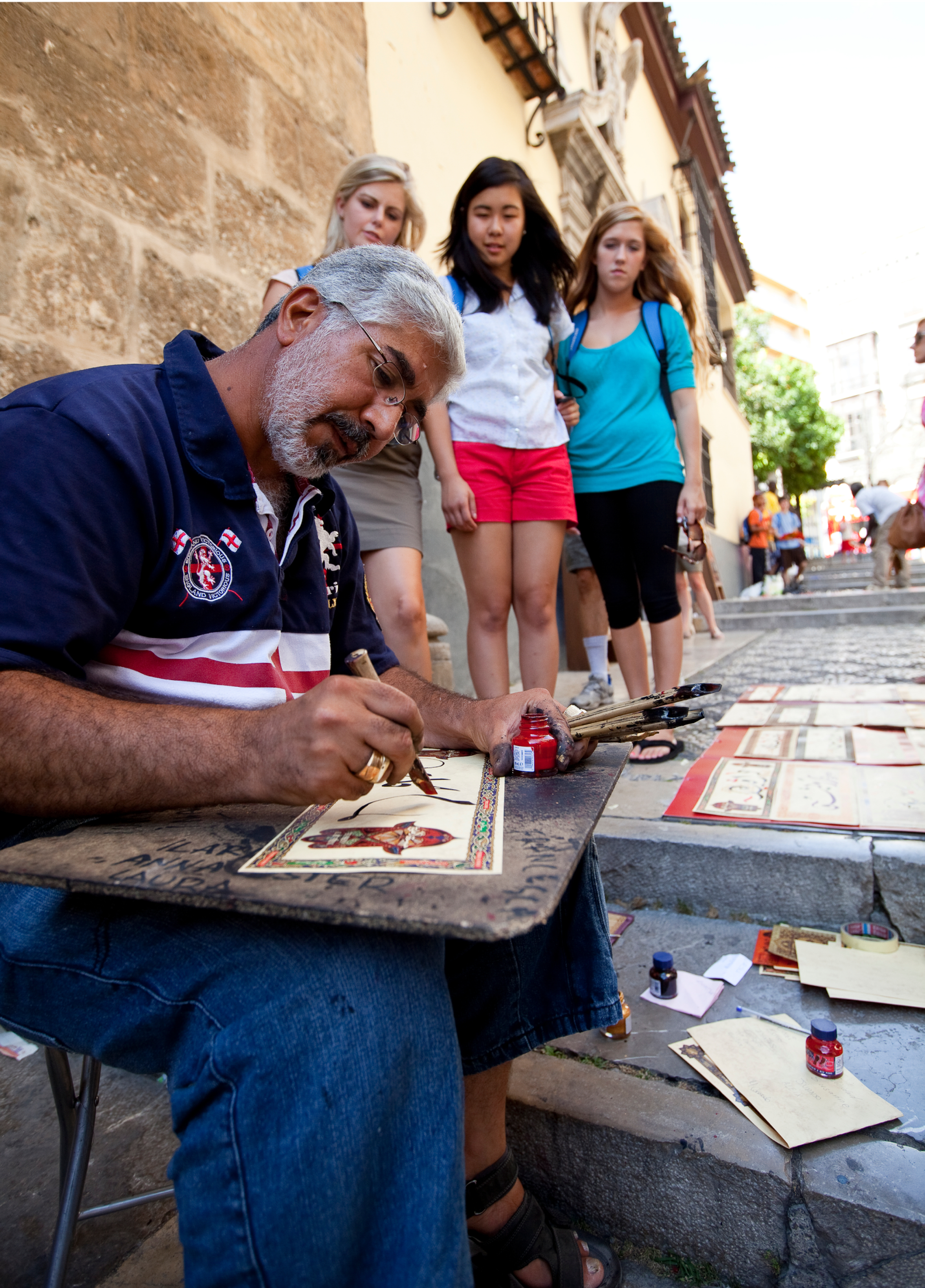 Students Enjoying Art of Artist