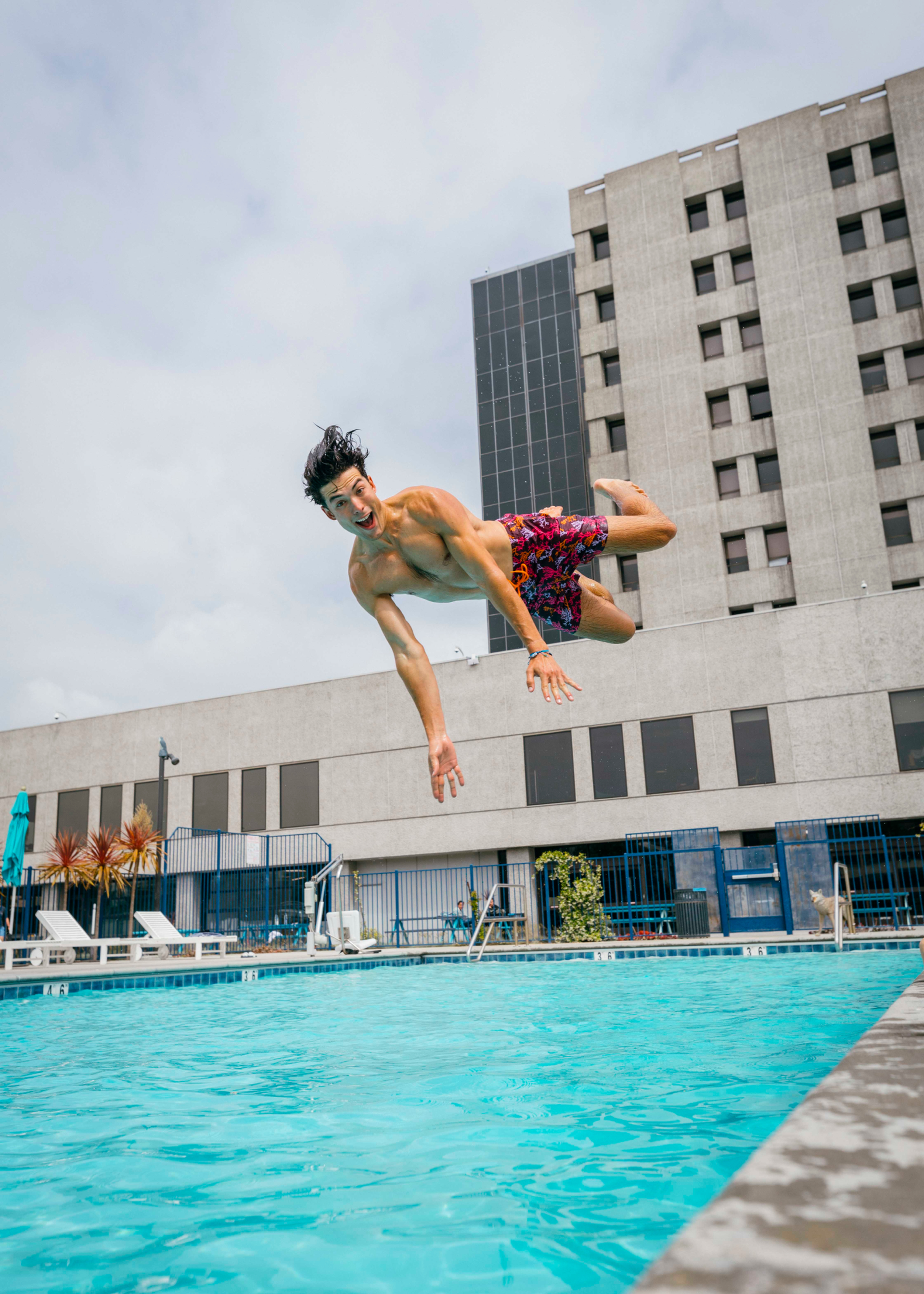 Student Jumping to Pool