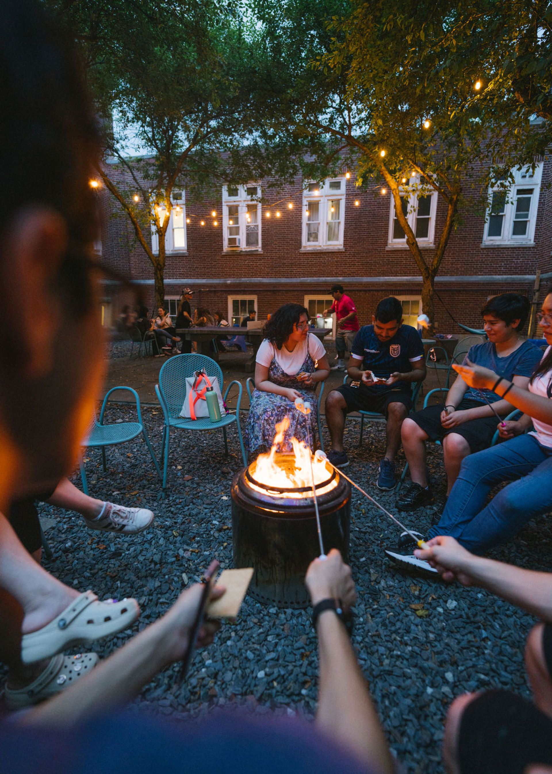 Students Enjoying Bonfire