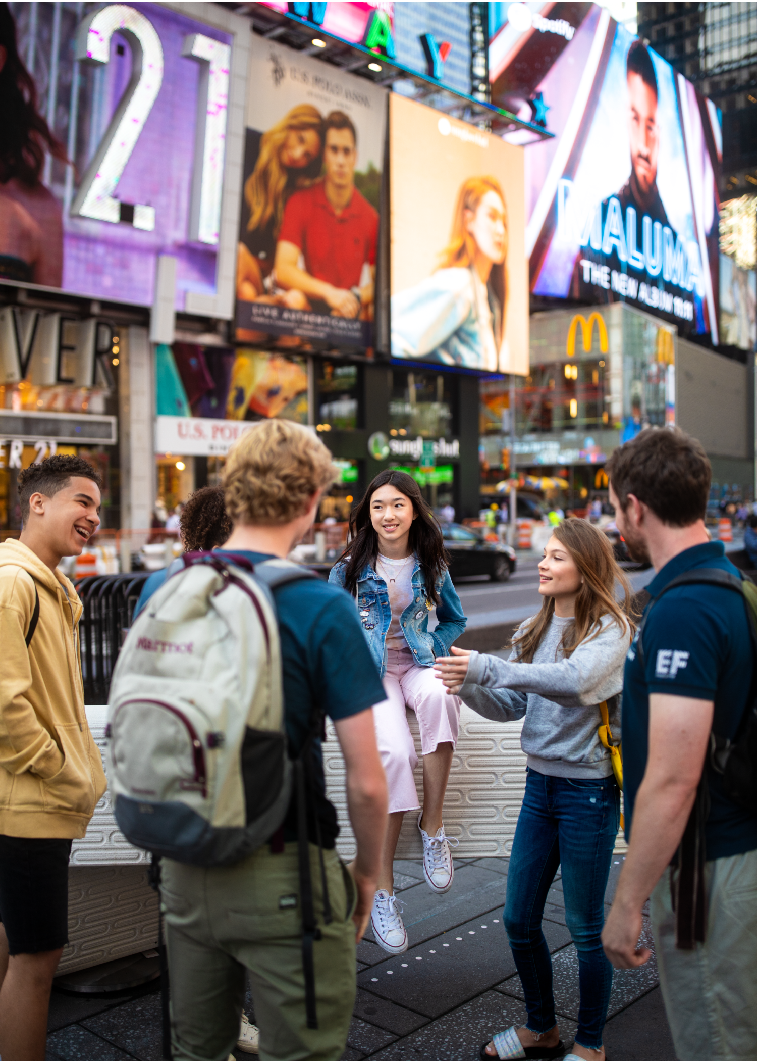 Students At Times Square
