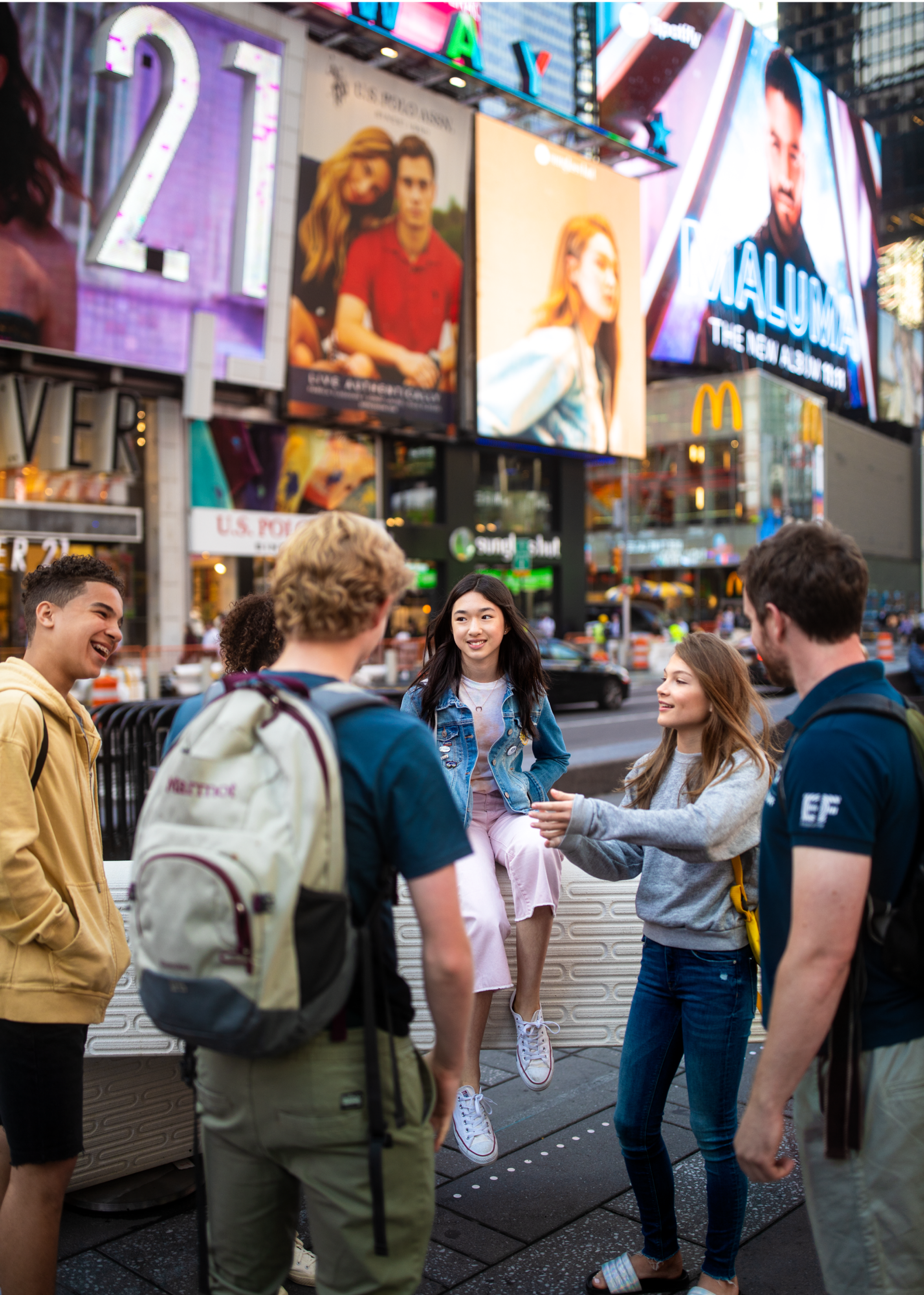 Students At Times Square
