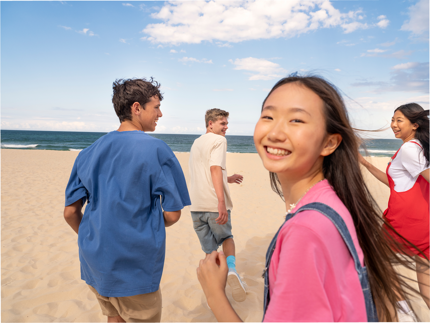 Happy Students At Beach