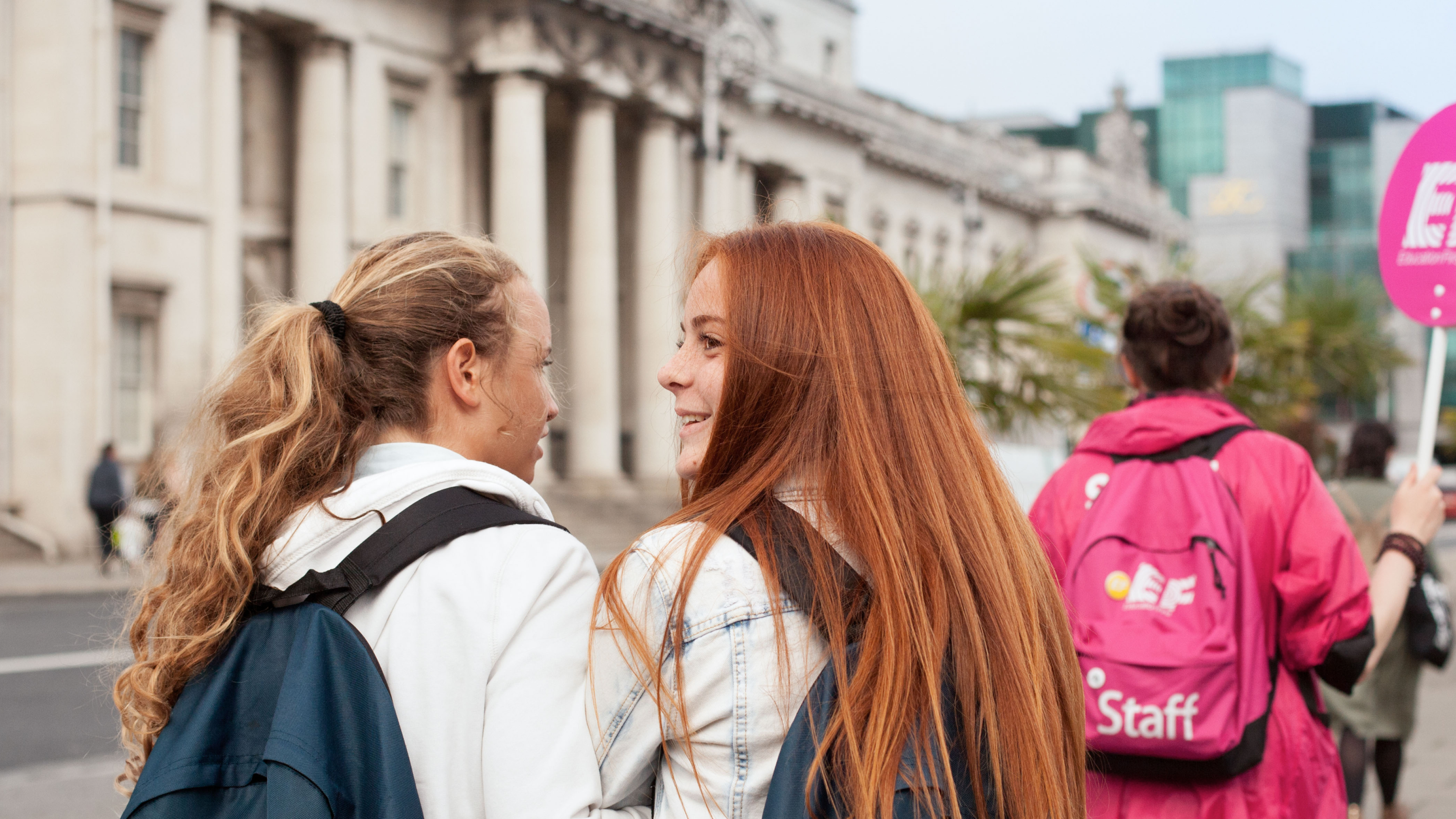 student sightseeing with staff