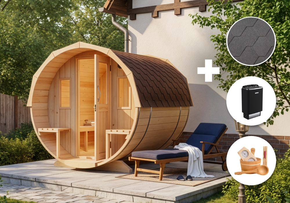 Sauna-Komplettset als Inspiration für den Wellnessbereich zuhause