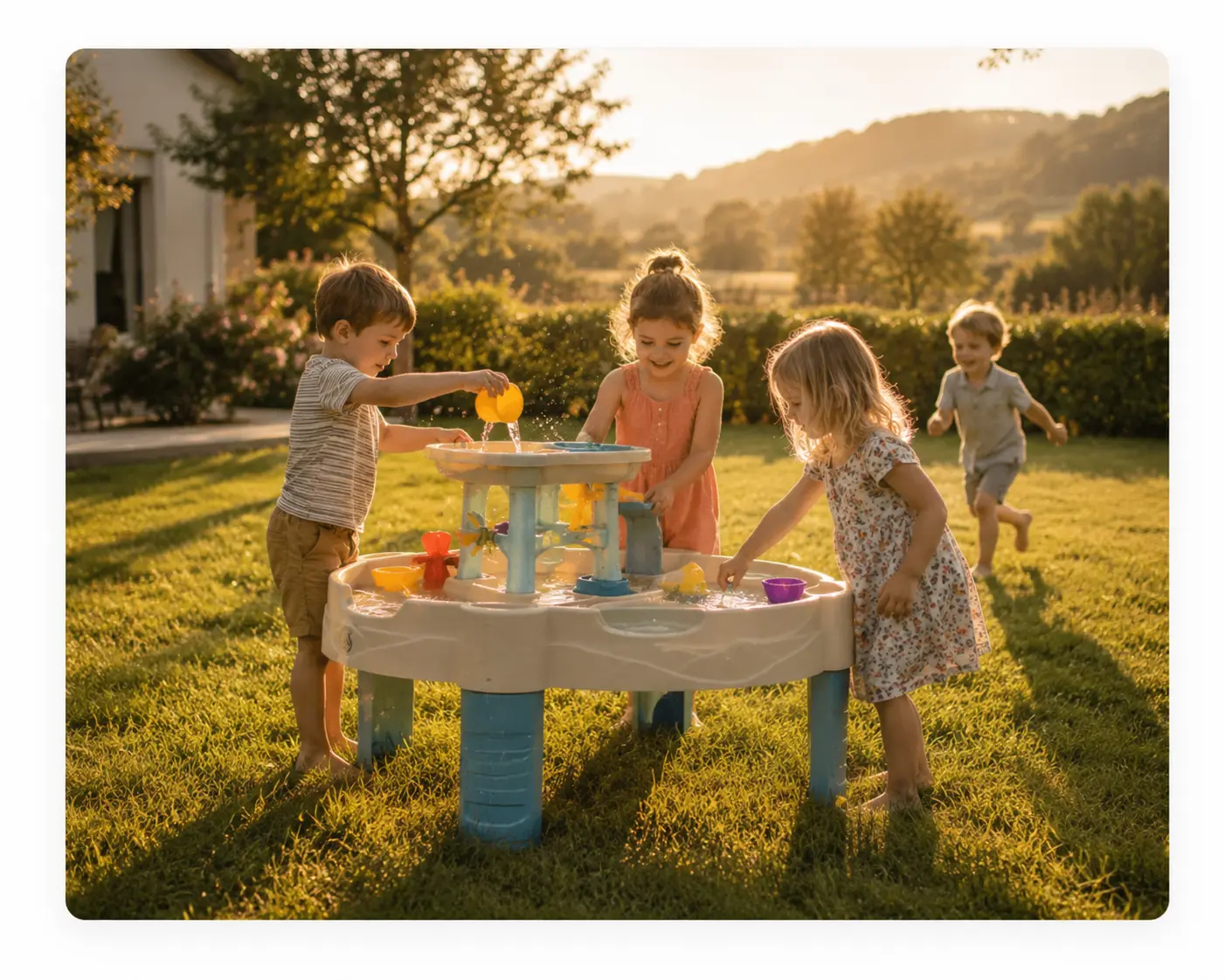 Enfants jouant à une table à eau