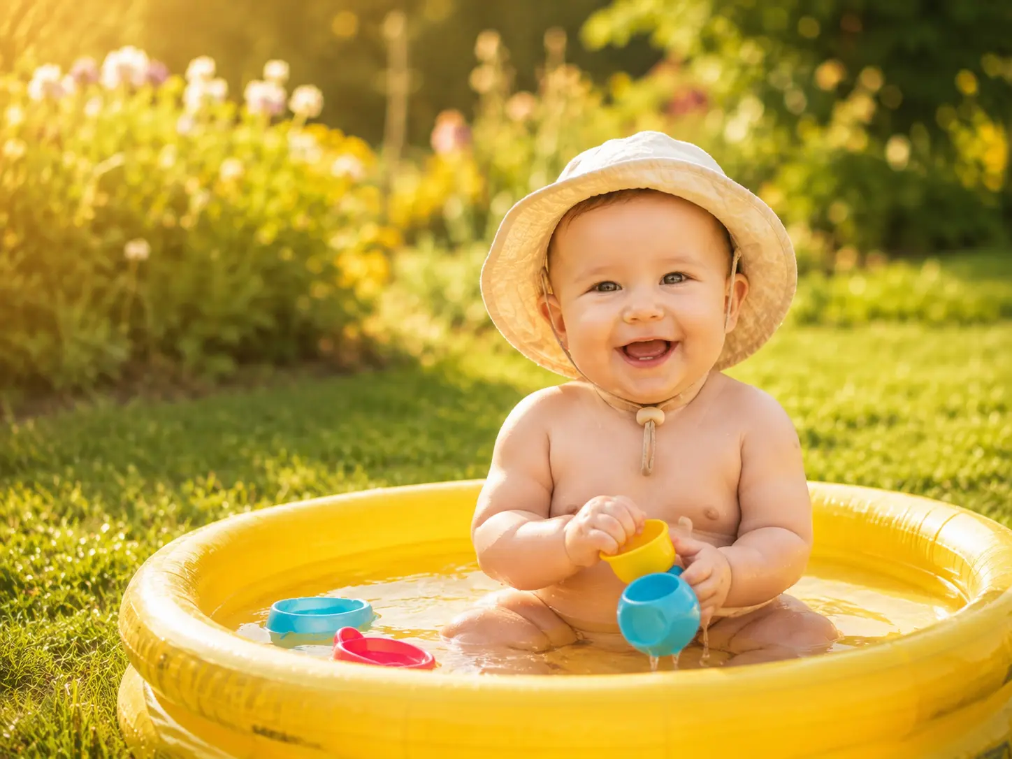 Enfant dans une petite piscine