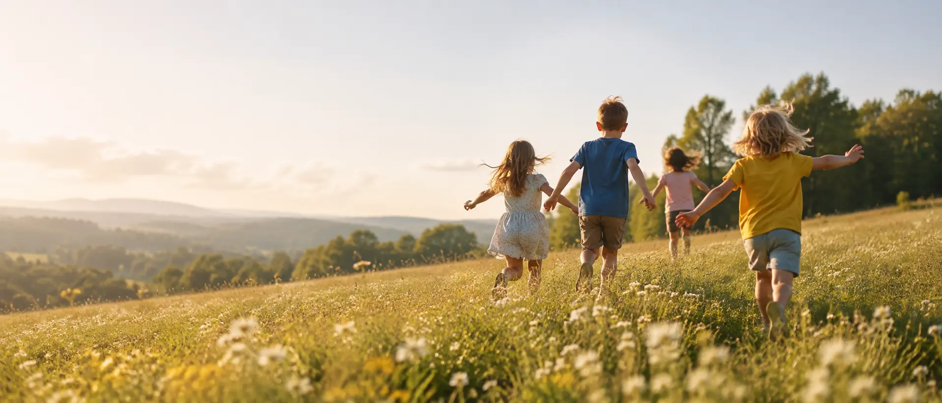 Enfants jouant dans le jardin
