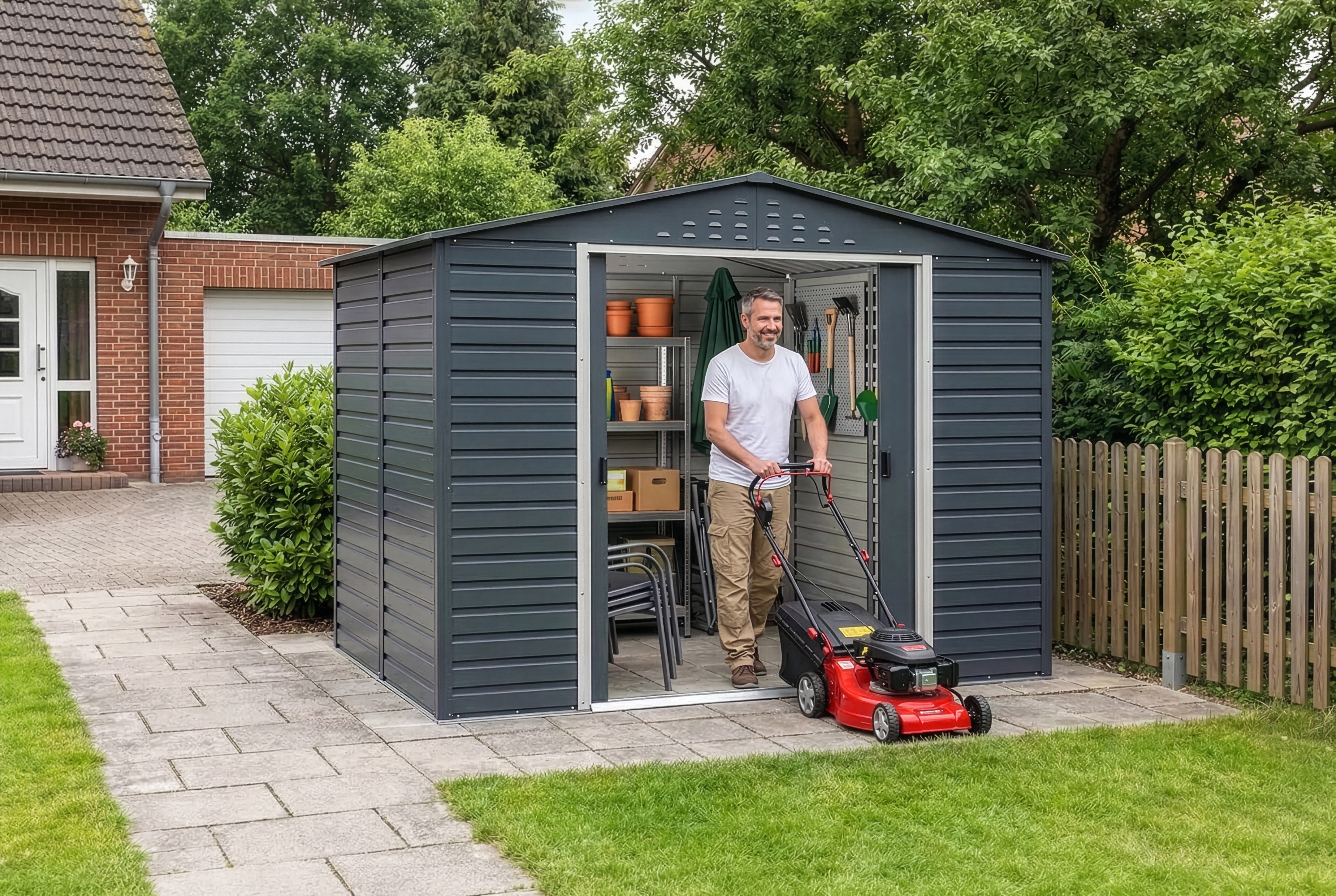 Modernes Gartenhaus aus Metall