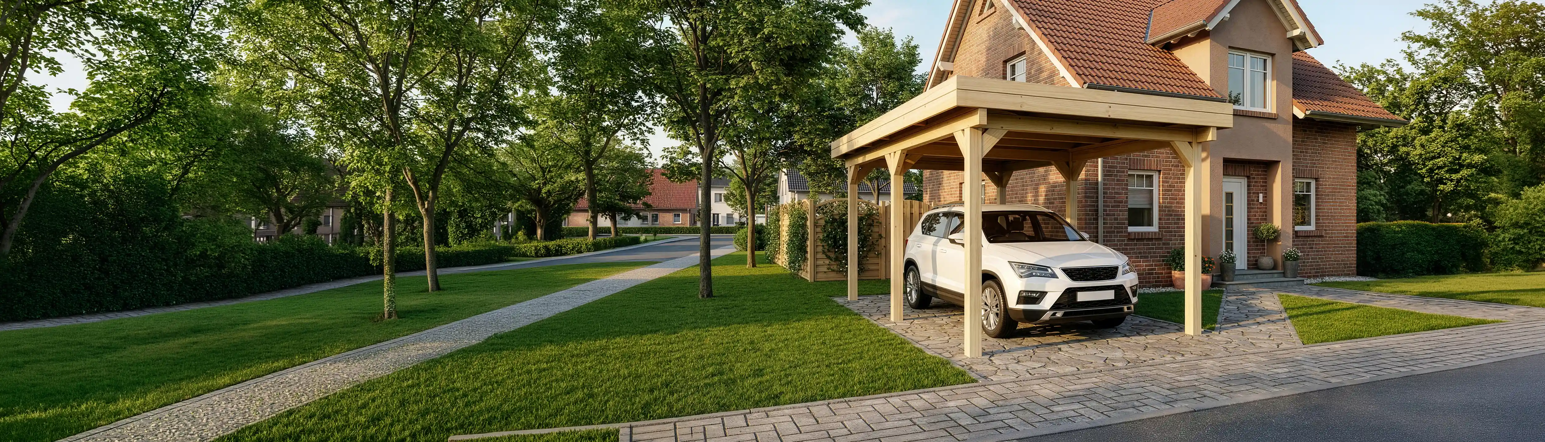 Moderner Carport und Garage für Haus und Grundstück