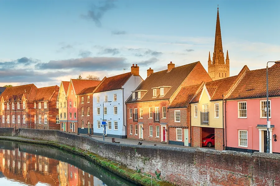 town houses in Norwich, East England, UK