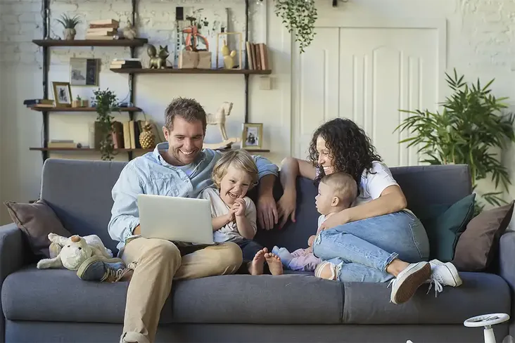young family looking at new houses to buy after putting their home on the market