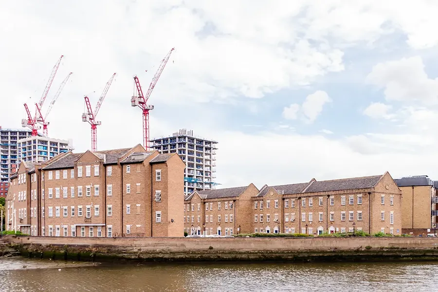 new apartments along the Roding Riverside in Barking, London UK