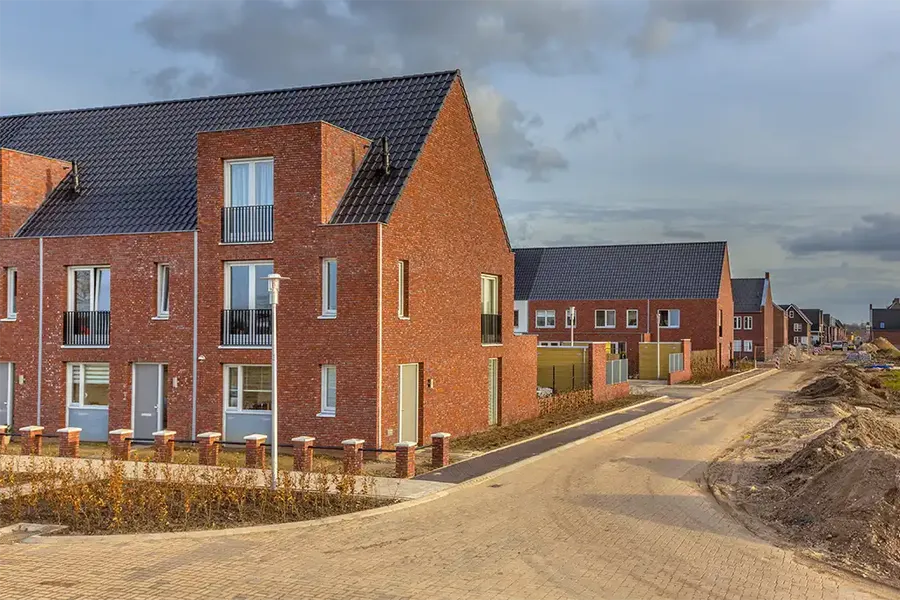 New builds in a modern housing estate UK