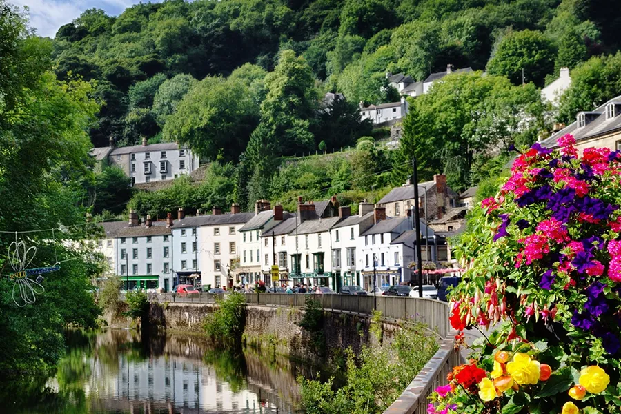 Matlock Bath and River Derwent in Derbyshire, East Midlands, UK