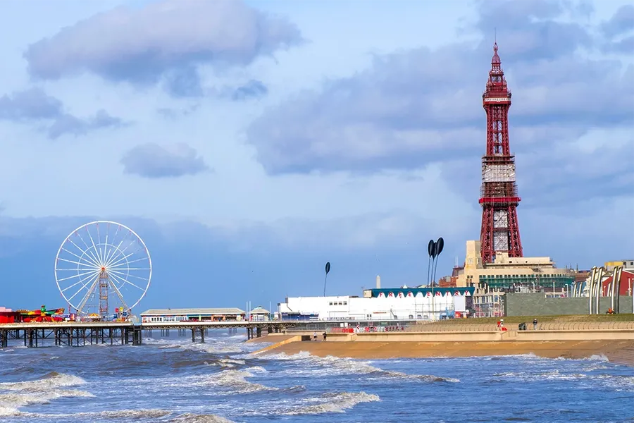 Blackpool tower and pier, North West England, UK