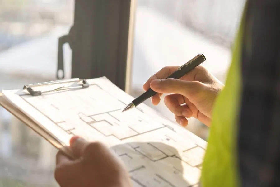 Surveyor carrying out a home survey