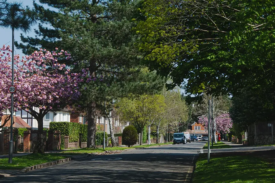 streets in Surbiton in full bloom, Surbiton, London UK