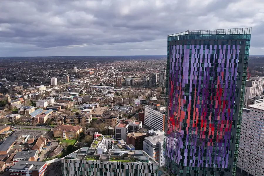 aerial view of buildings in Croydon, London UK
