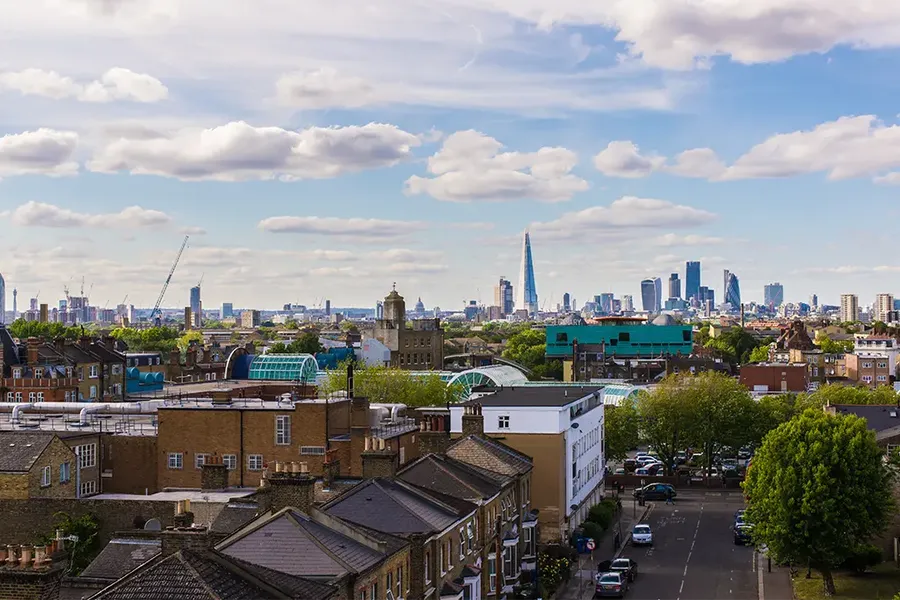 residential area with flats in South London UK